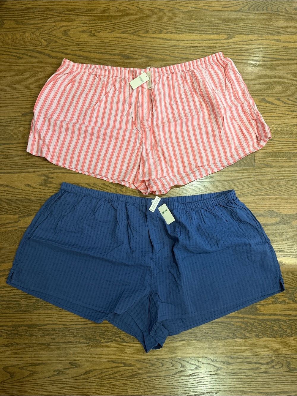 Aerie Stripe & Solid Sleep Shorts Set - Pink Stripe and Navy